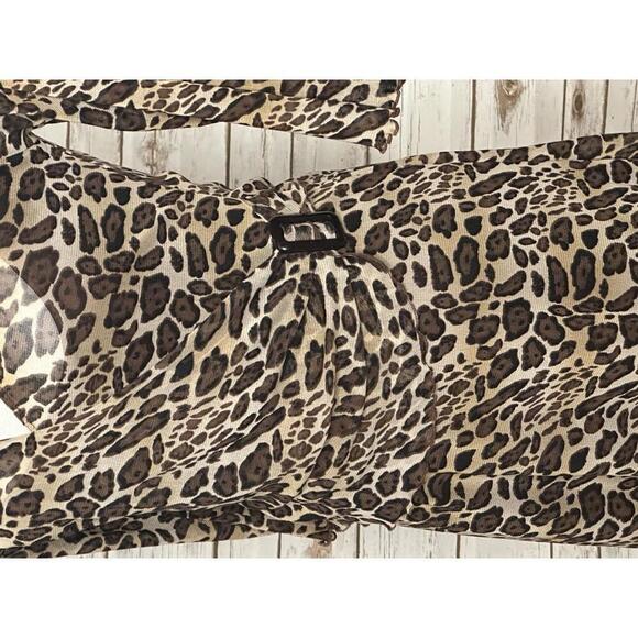 BCBG MaxAzria Y2K mob wife Michael animal-print mesh wrap dress Size XS - Picture 3 of 7